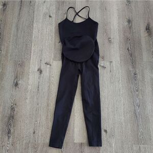 Maternity Workout Seamless Jumpsuit Bodycon One Piece Spaguetti Strap Small